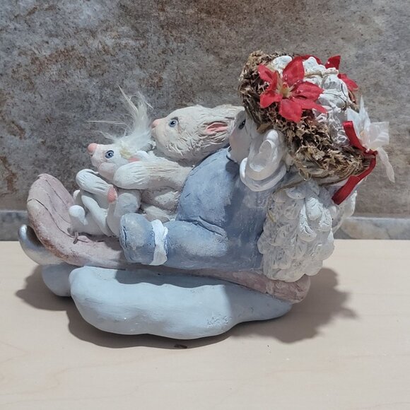 Dreamsicles Christmas Stocking Holder Toboggan Kristin 1994 Sleigh Ride Angel Bu - Picture 8 of 10